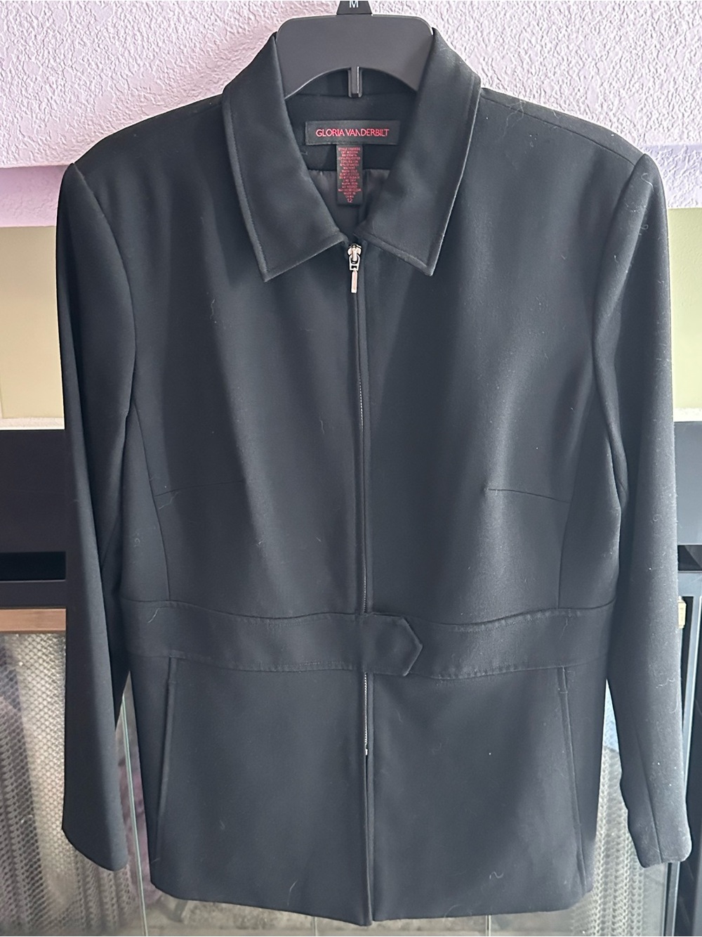 Gloria Vanderbilt Black Zip-Front Jacket (12)